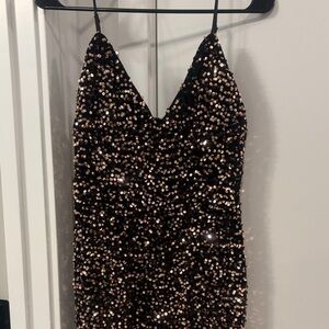 Hello Molly Glittering Black Sequin Midi Dress